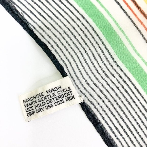 Vintage Striped Square Scarf MCM Mod Retro Polyester Japan - Picture 11 of 14